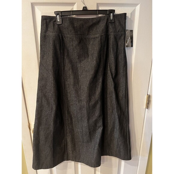 Baby-O Skirt Womens Sz 12 midi Blue Denim USA longline hipster Modest Y2K New - Picture 8 of 8